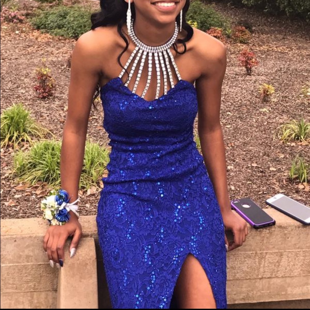 Royal Blue Sequin Prom Dress